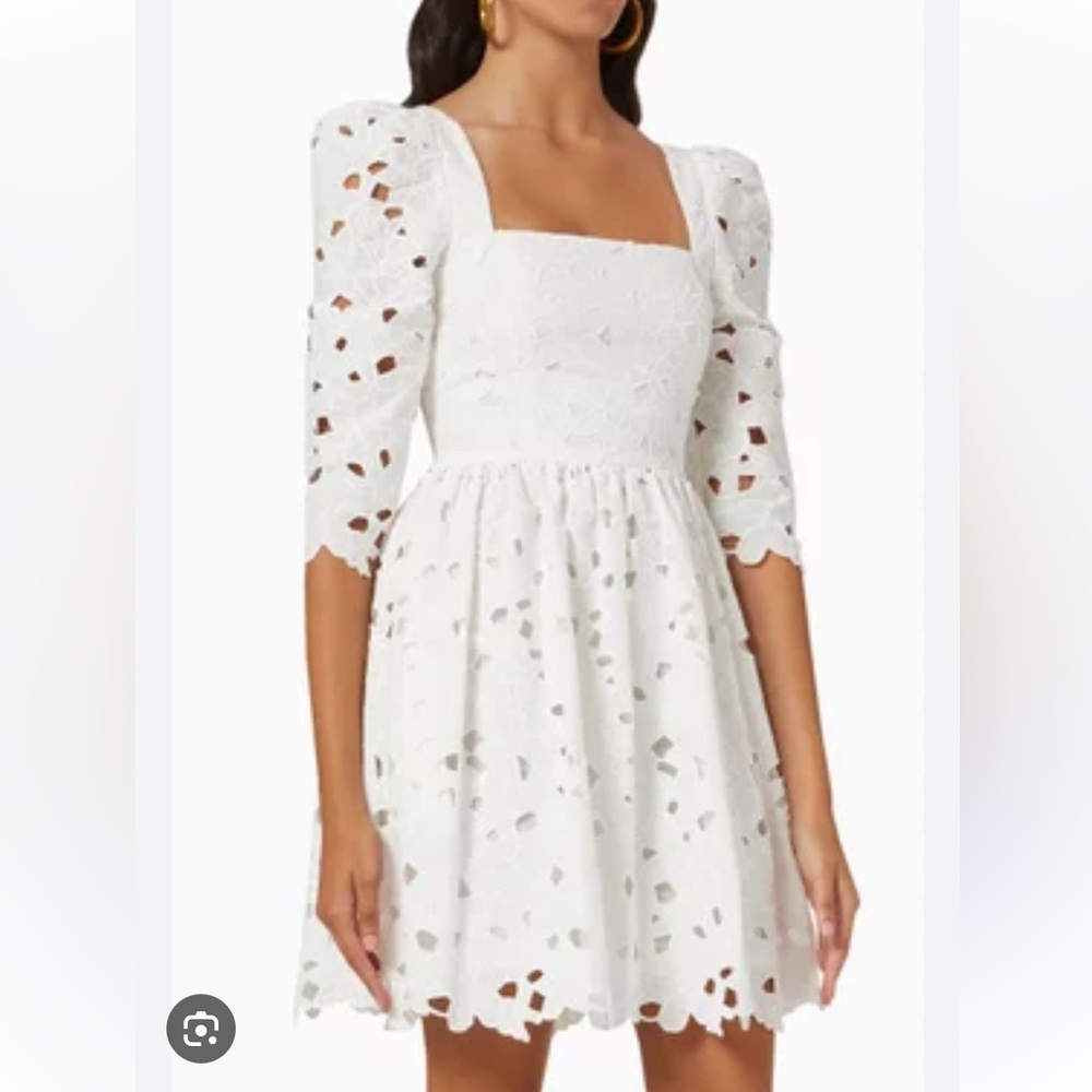 Cara Cara White Puff Sleeve A-Line Dress